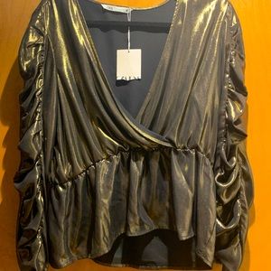 NEW! Zara metallic peplum with tags
